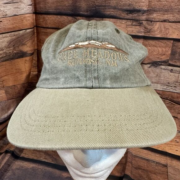 Imperial Other - Vintage Imperial Cree Meadows Ruidoso NM Golf Hat Green Tan Strapback Made in US
